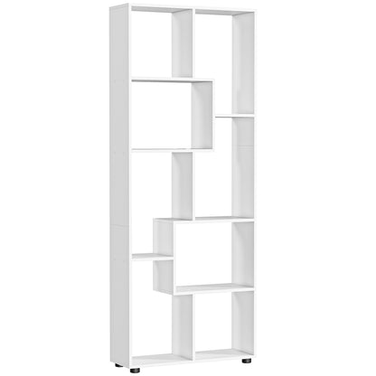 Lolesa Rovi Wood White Tall 8 Cube Bookcase Room Divider With Freestanding Shelving 70 x 24 x 178 cm
