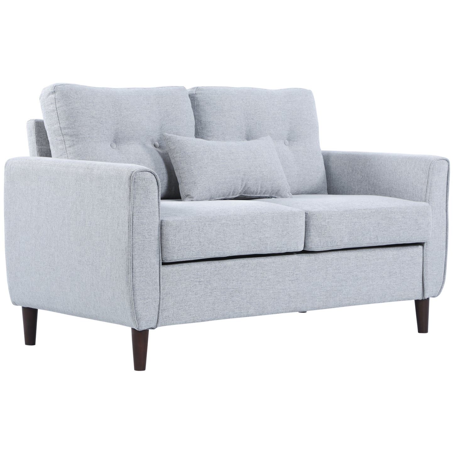 Kero Lora Fabric Light Grey 2 Seater Sofa With Spring Cushions And Wooden Legs