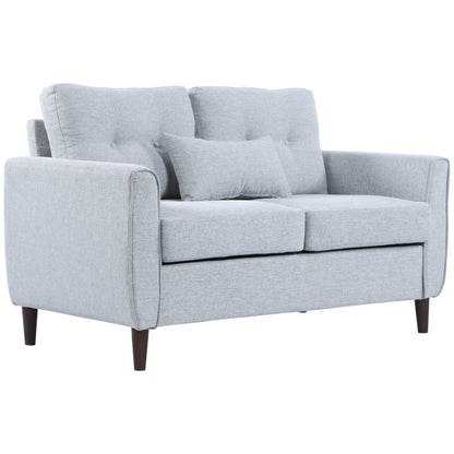 Kero Lora Fabric Light Grey 2 Seater Sofa With Spring Cushions And Wooden Legs