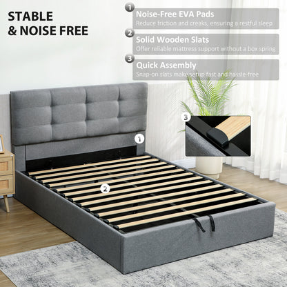 Vivafa 5FT King Ottoman Bed with Gas Lift Storage Grey