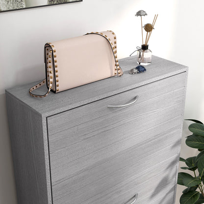 Makahi Grey Wood Effect Shoe Cabinet Flip Drawer Storage for 12 Pairs