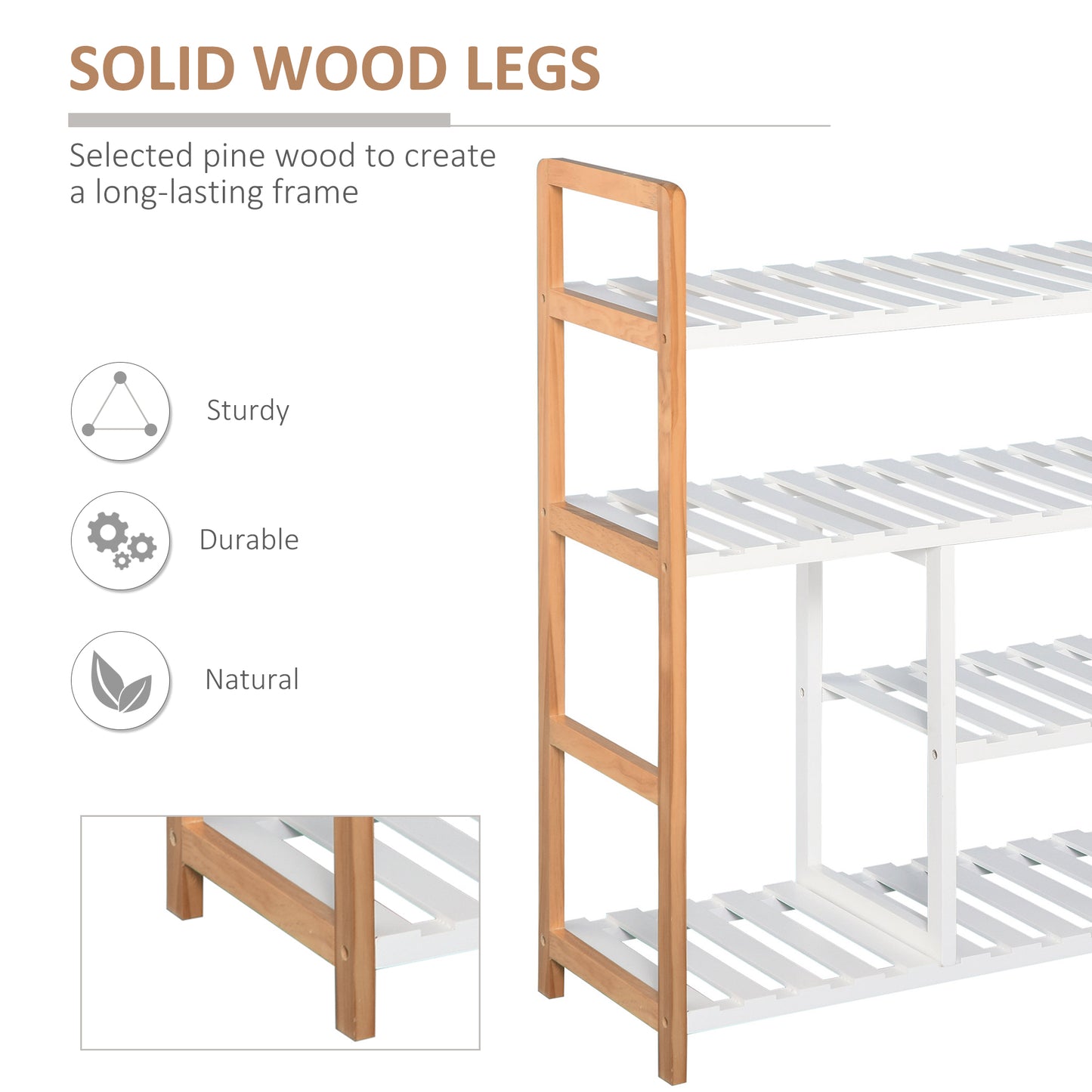 Tael Wooden 4 Tier Shoe Rack With Open Shelving