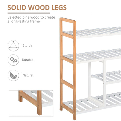 Tael Wooden 4 Tier Shoe Rack With Open Shelving
