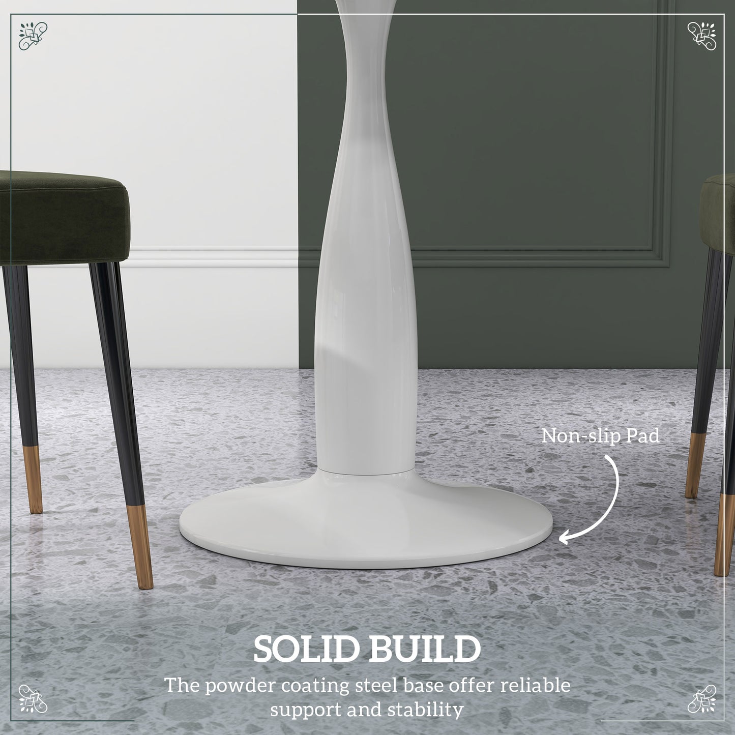 Lusose Metal And Steel Round Dining Table With Minimal Base For Small Dining Areas