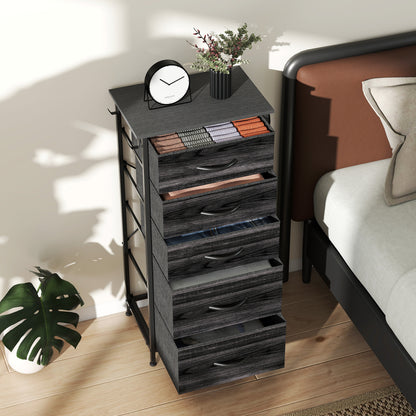 Koratti Fabric And Metal Black 5 Drawer Storage Chest