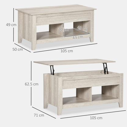 Tonodo Wooden Oak Effect Lift Top Coffee Table With Storage and Bottom Shelf
