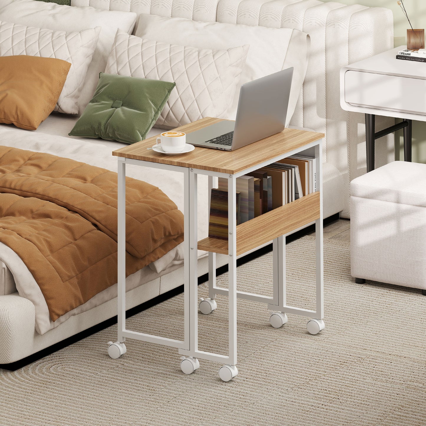 Noni 63cm Wooden Natural Drop Leaf Writing Desk