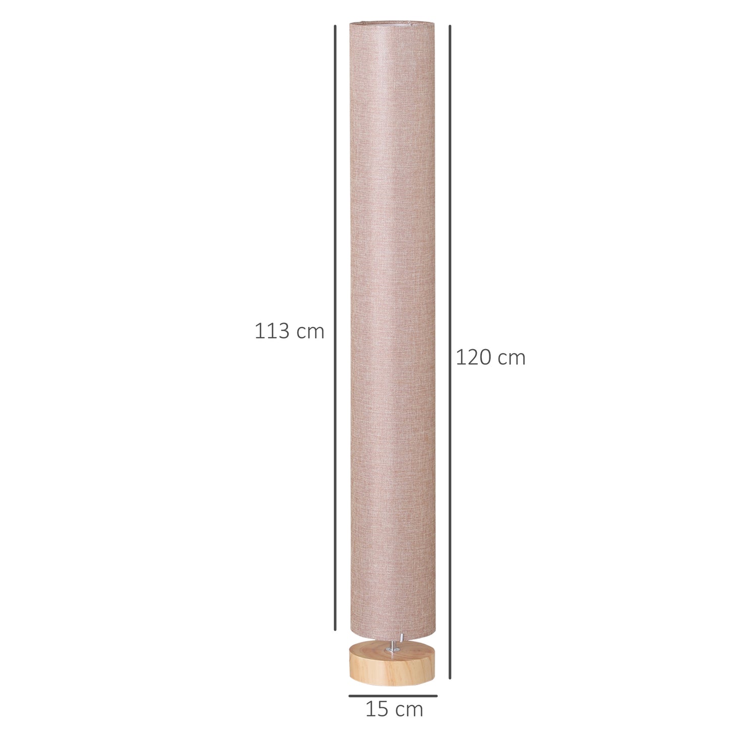 Vivera Wood And Fabric Cream Modern Floor Lamp With Linen Shade 120cm