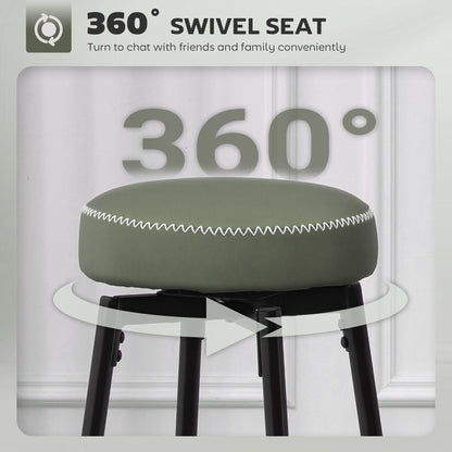 Rivali Faux Leather Green And Black Bar Stools Set Of 2 With Footrests