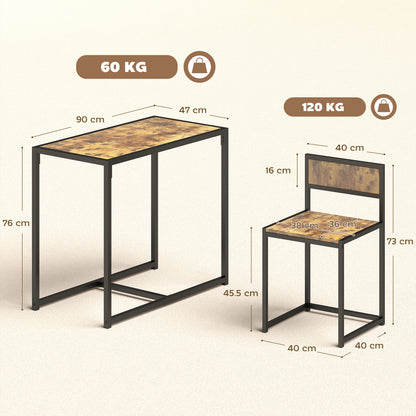 Doel 3 Piece Rustic Brown Wood Effect Table And Stool Set