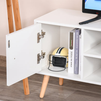 Rani Mano 120cm Wooden White TV Console With Open Shelves 2 Drawers 1 Door
