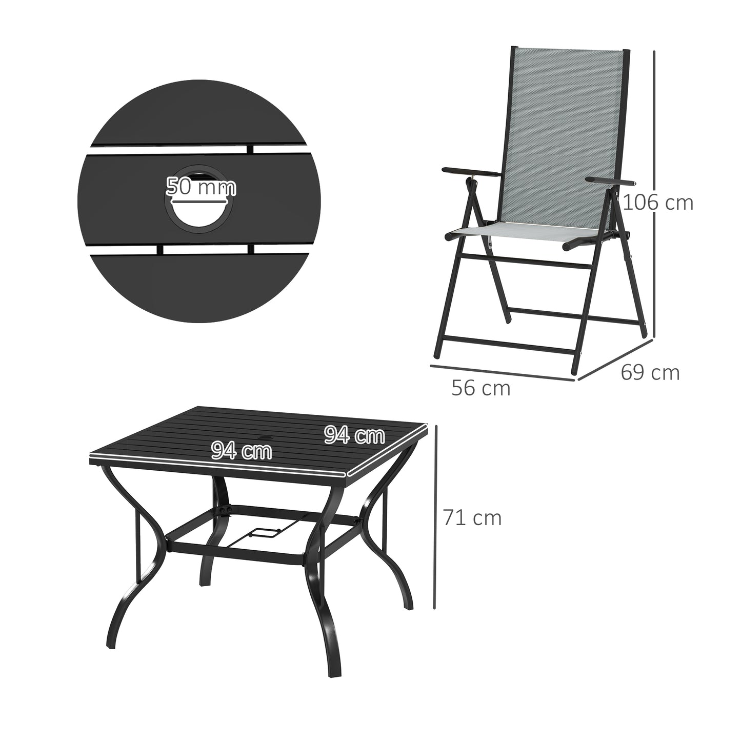 Mattilo 4 Seater Light Grey Mesh and Black Steel Frame Dining Set