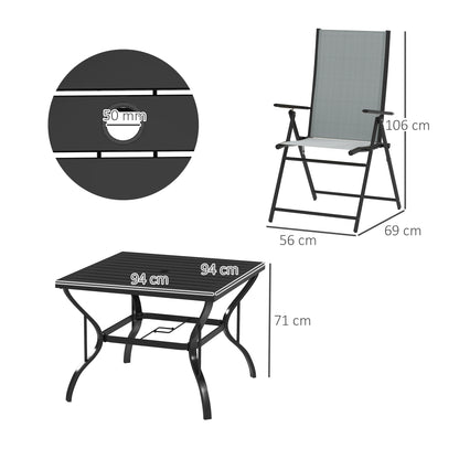Mattilo 4 Seater Light Grey Mesh and Black Steel Frame Dining Set
