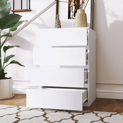 Hama Wooden White 4 Drawer Chest Of Drawers For Bedroom Storage