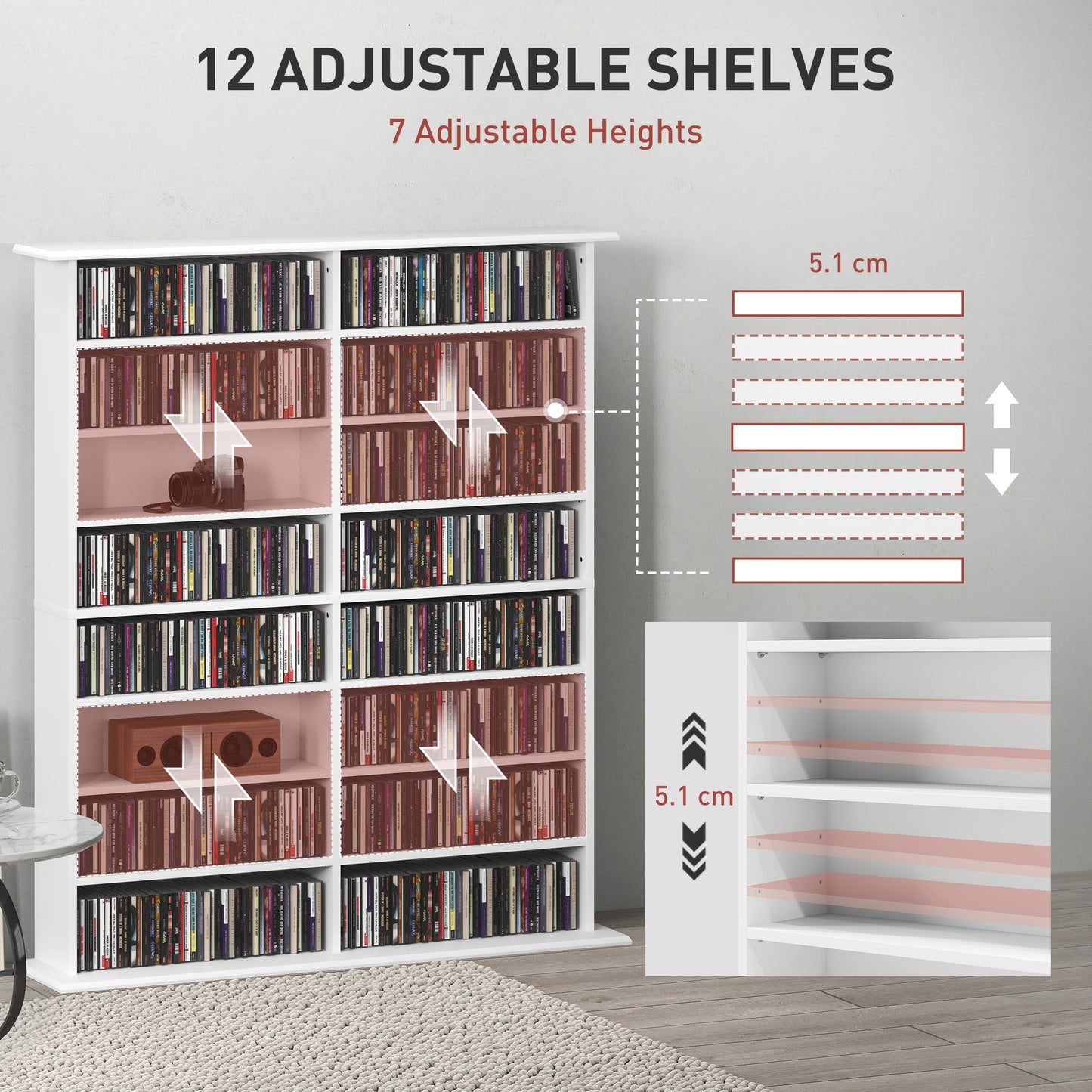Nedoro Fasa Wood White 6teen Compartment Media Storage Shelf