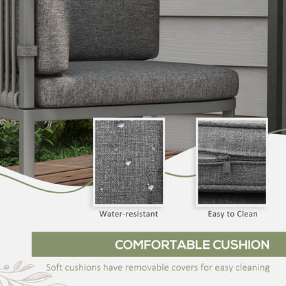 Vidi Rattan String Grey 4 Seater Cube Garden Furniture Set With Cushions