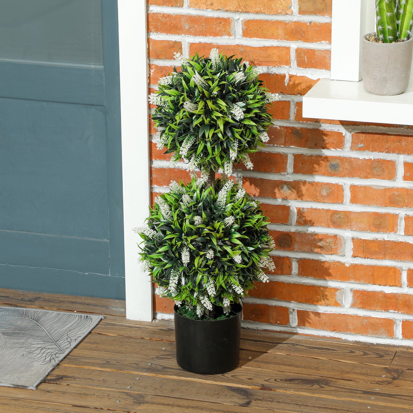 Kelola Set Of 2 Artificial Lavender Flower Ball Trees In Pots H8 70cm White