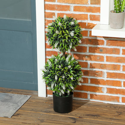 Kelola Set Of 2 Artificial Lavender Flower Ball Trees In Pots H8 70cm White