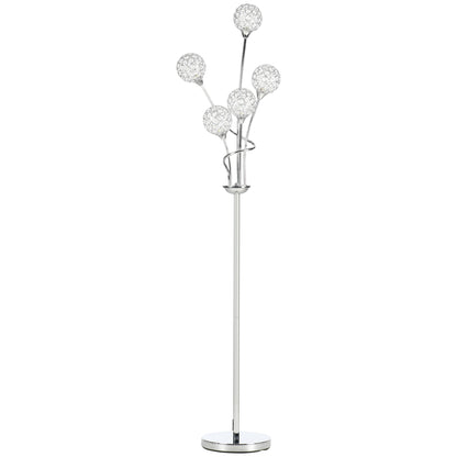 LomoveCrystal And Metal Silver 5 Light Upright Floor Lamp 156 cm