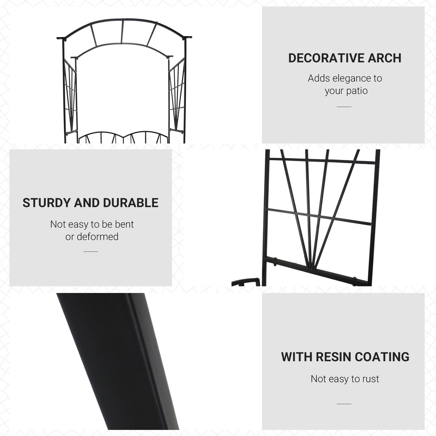 Sovemo Metal Black 2 Seater Garden Bench With Arch Back For Climbing Plants