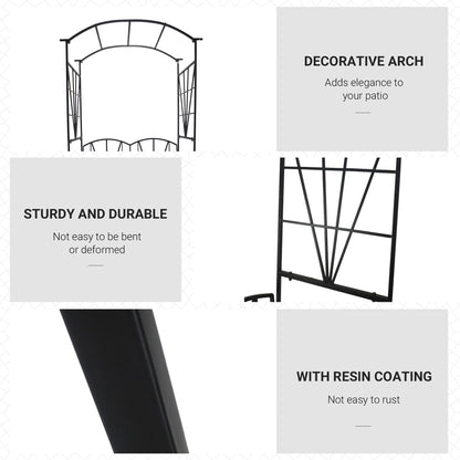 Sovemo Metal Black 2 Seater Garden Bench With Arch Back For Climbing Plants