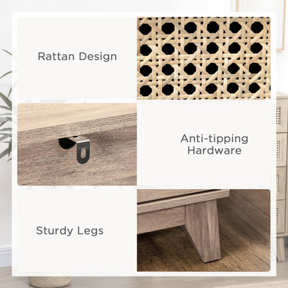Mohetak Wood and Rattan 4 Drawer Storage Chest
