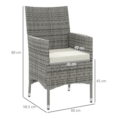 Ralifase Rattan Mixed Grey Garden Dining Chairs Set Of 2 With Cushions