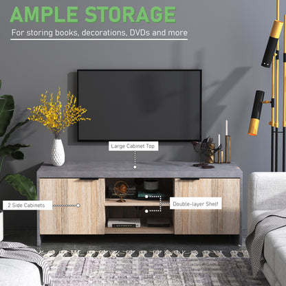 Hatata Rael 120cm Wooden Grey and Natural TV Cabinet With 2 Doors And Open Shelving