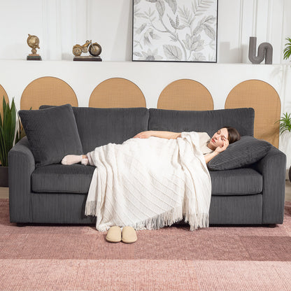 Mimi Corduroy Grey 3 Seater Jumbo Sofa With Scatter Cushions