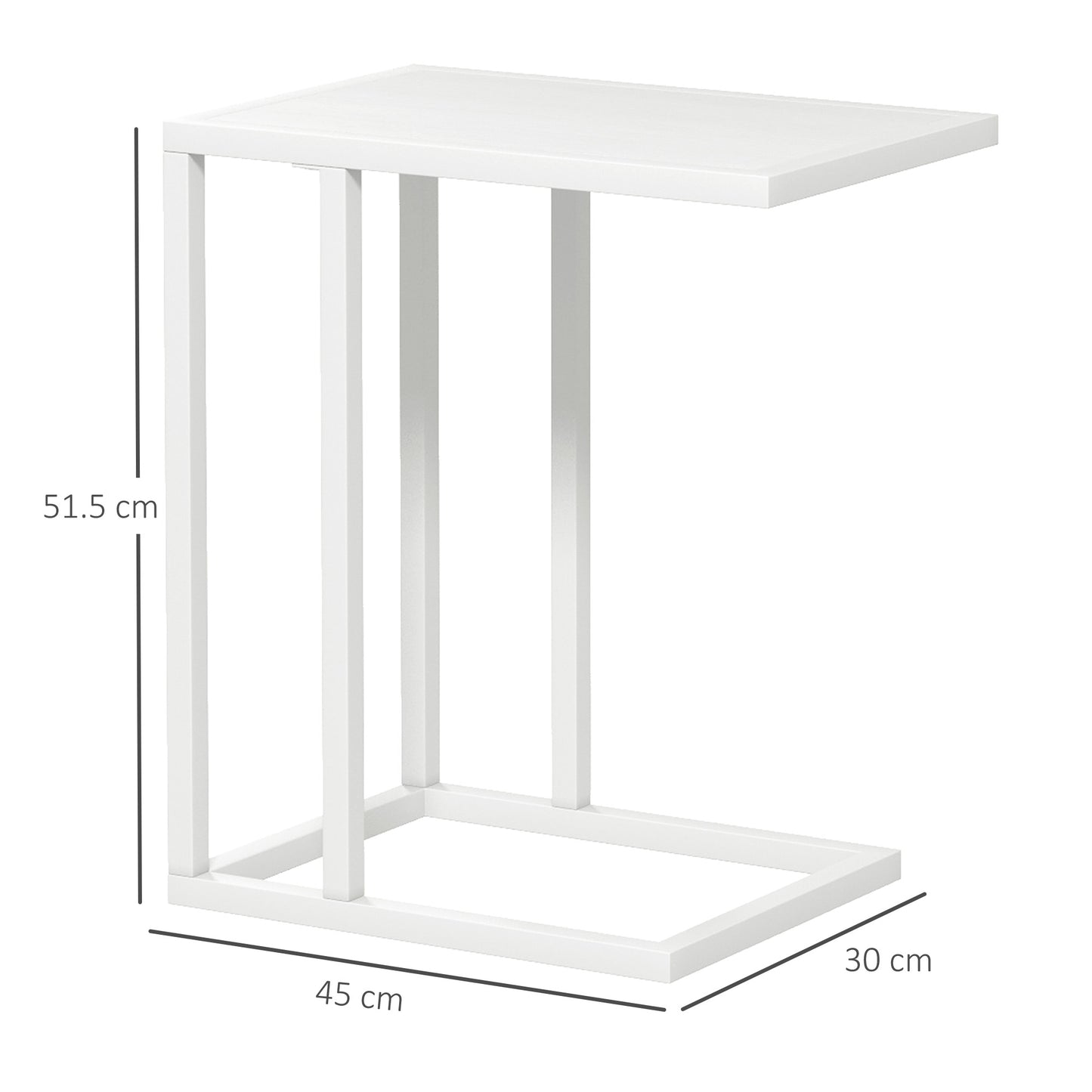 Nocoha Metal And Wooden White C Shaped Side Table