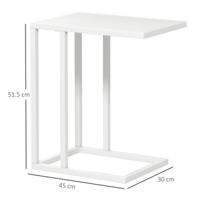 Nocoha Metal And Wooden White C Shaped Side Table
