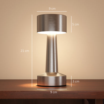 Dova Metal Silver Cordless Touch LED Table Lamp With Rechargeable Battery And 3 Colour Modes