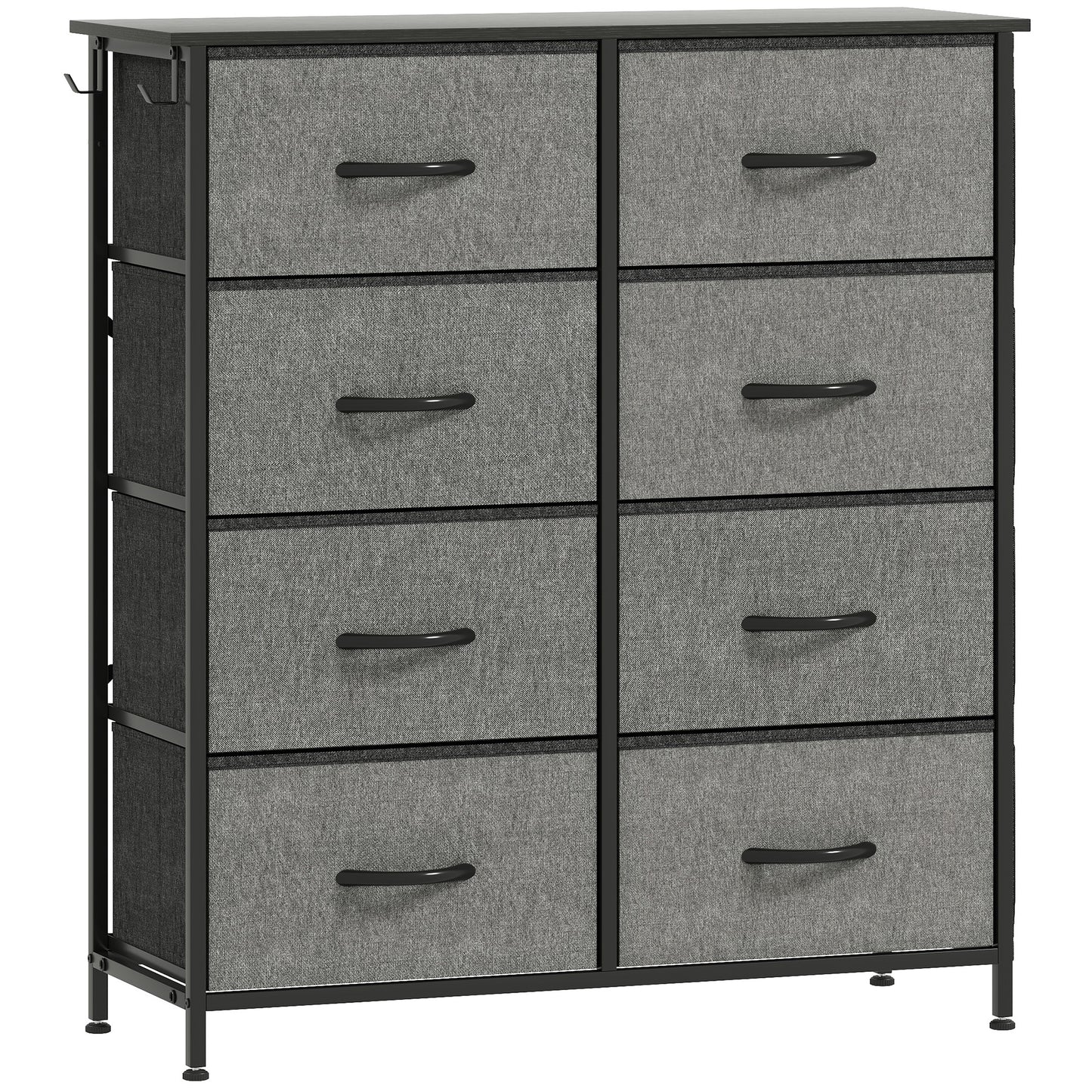 Niri Fabric And Metal Charcoal Grey 8 Drawer Storage Chest