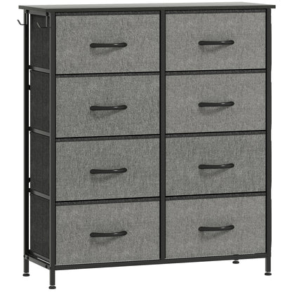 Niri Fabric And Metal Charcoal Grey 8 Drawer Storage Chest