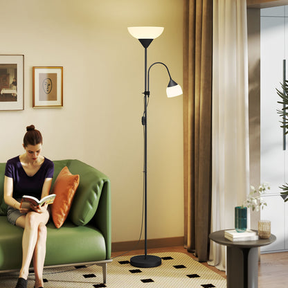 Rira Nido Metal Black LED Uplighter Floor Lamp With Adjustable Gooseneck