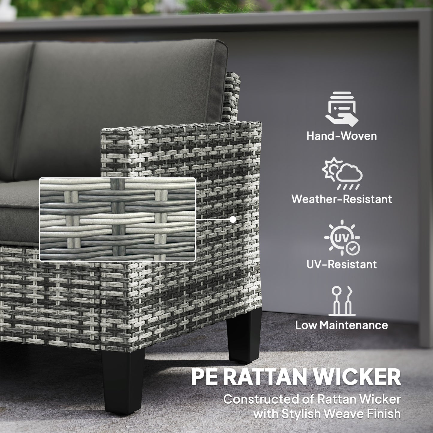 Kalazi Rattan Light Grey 2 Seater Outdoor Sofa With Cushions