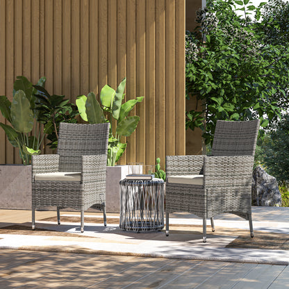 Ralifase Rattan Mixed Grey Garden Dining Chairs Set Of 2 With Cushions