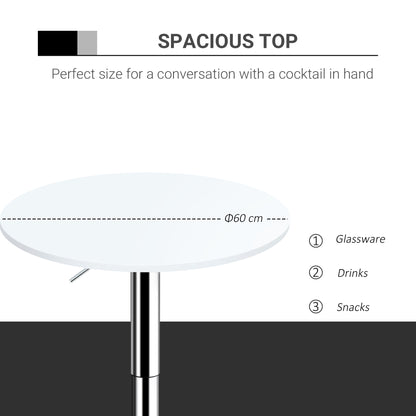 Rocolo Metal And Wooden White Adjustable H8 Round Bar Table With Swivel Top