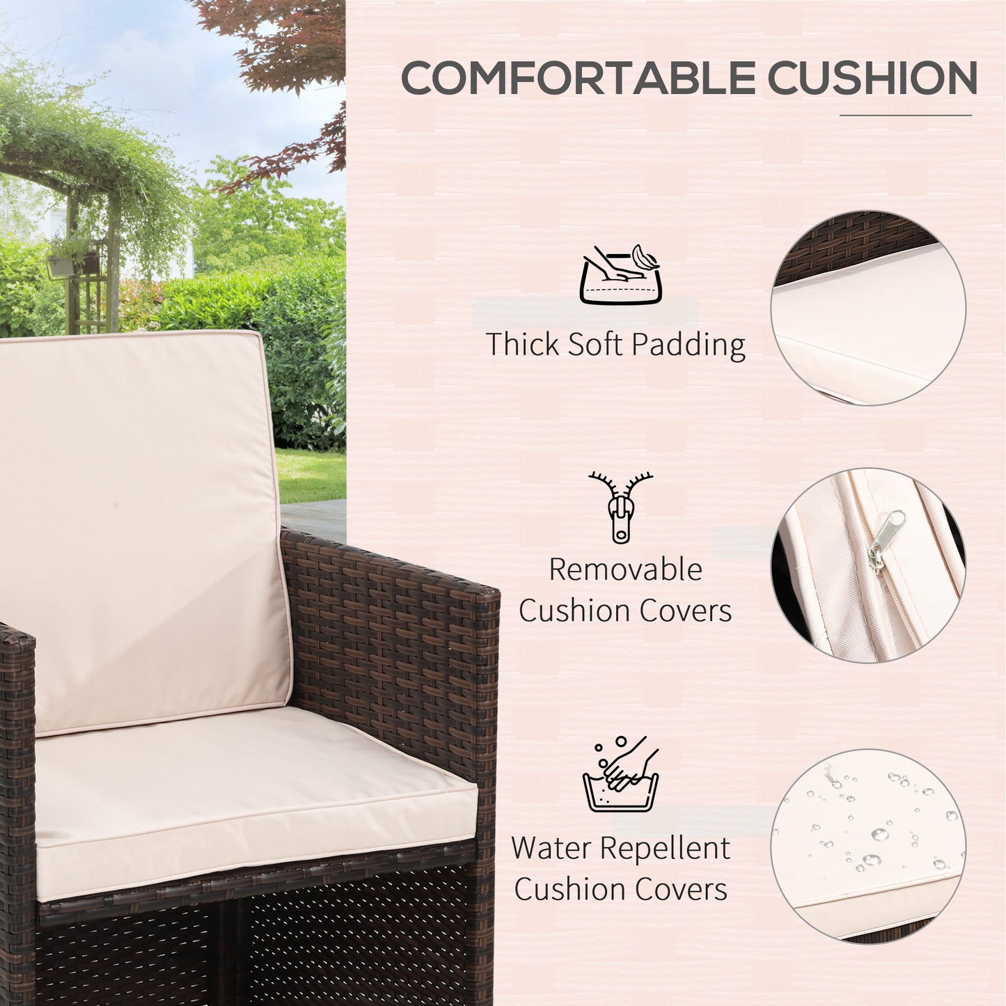 Luso Brown 8 Seater Cube Garden Dining Set With Square Glass Table