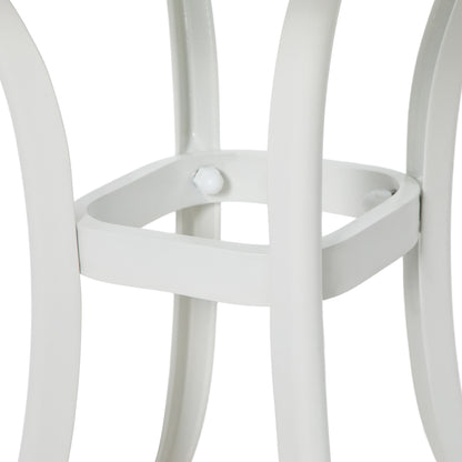 Zisu Cast Aluminium White Square Outdoor Bistro Table With Umbrella Hole