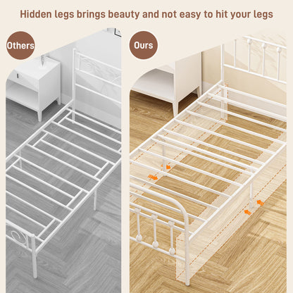 Keli 3FT White Metal Minimalist Single Metal Bed Frame