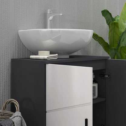 Fazorari Light Grey Pedestal Sink Storage Cabinet With Adjustable Shelving And U Cut Out Design
