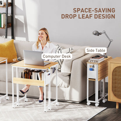Noni 63cm Wooden Natural Drop Leaf Writing Desk