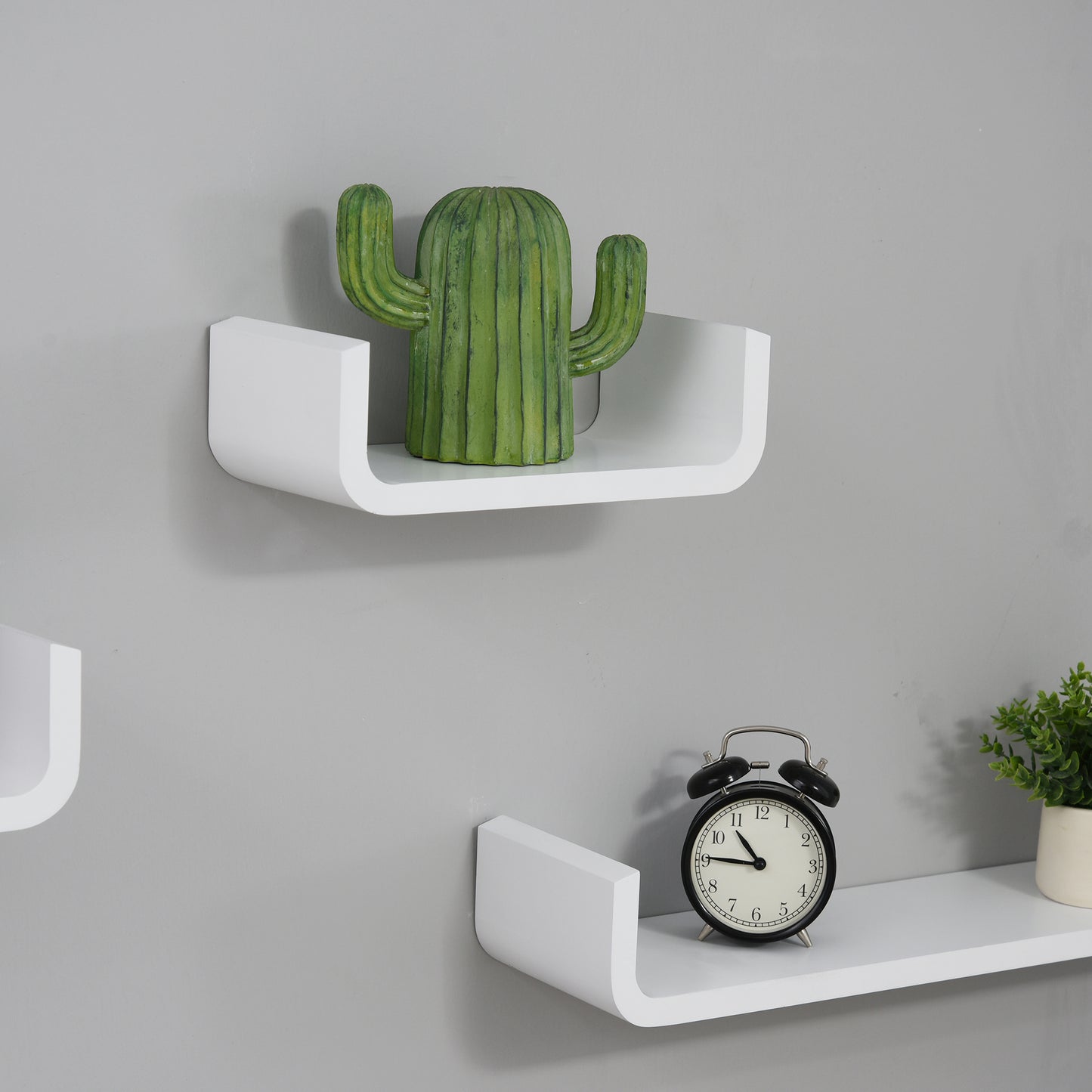 Rasudi Wood White Set Of 3 Floating Wall Shelves With Hidden Mounting