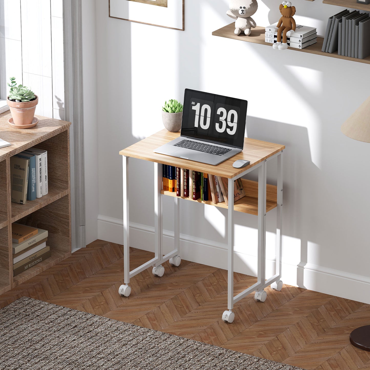 Noni 63cm Wooden Natural Drop Leaf Writing Desk