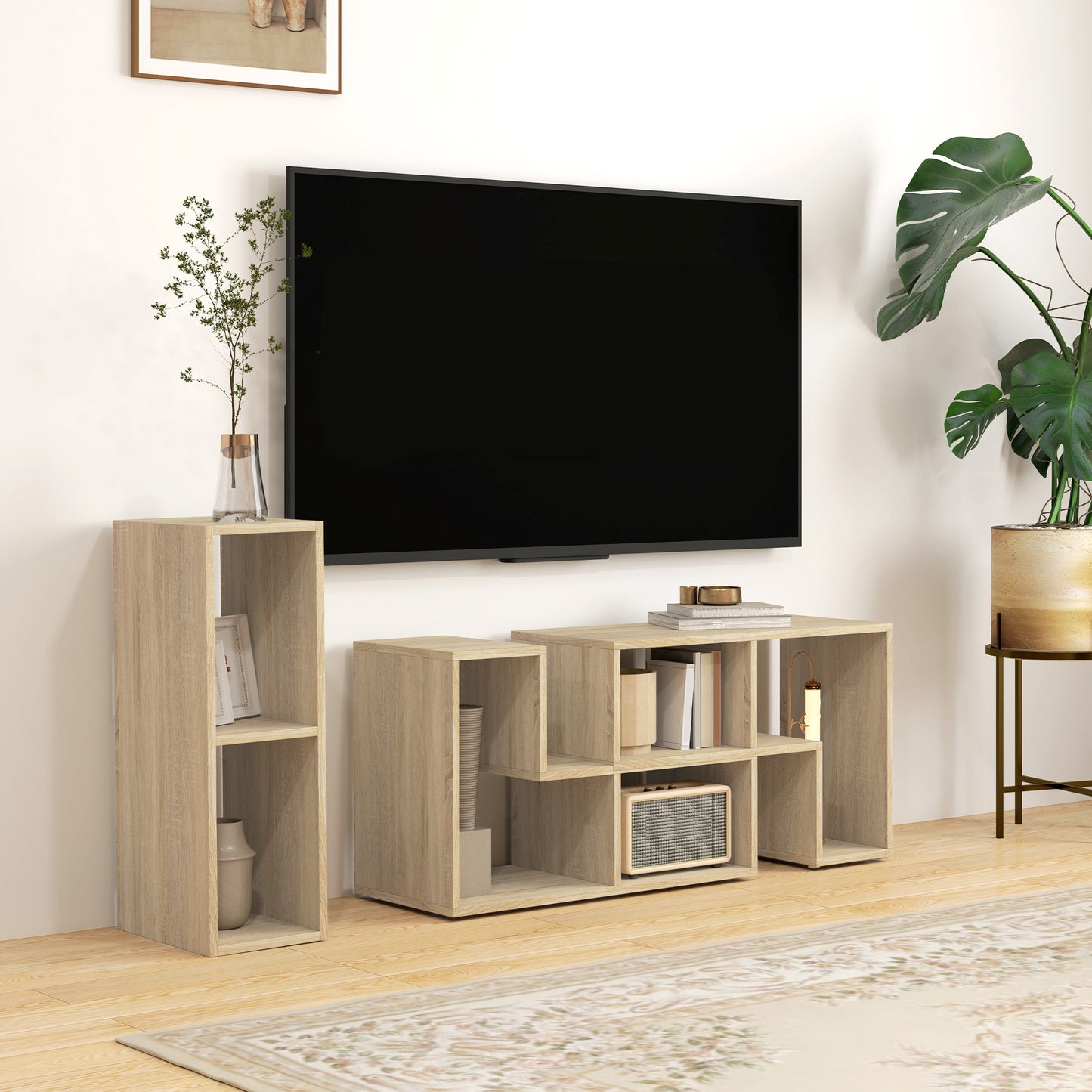 Tota 134cm Natural Wood Effect 3 Block Modular TV Stand