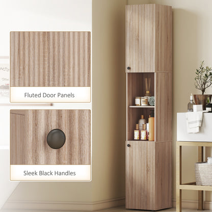 Zivi Tall 6 Tier Bathroom Storage Cabinet Natural Finish
