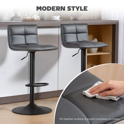 Miha Set Of 2 Dark Grey Modern Faux Leather Bar Chairs