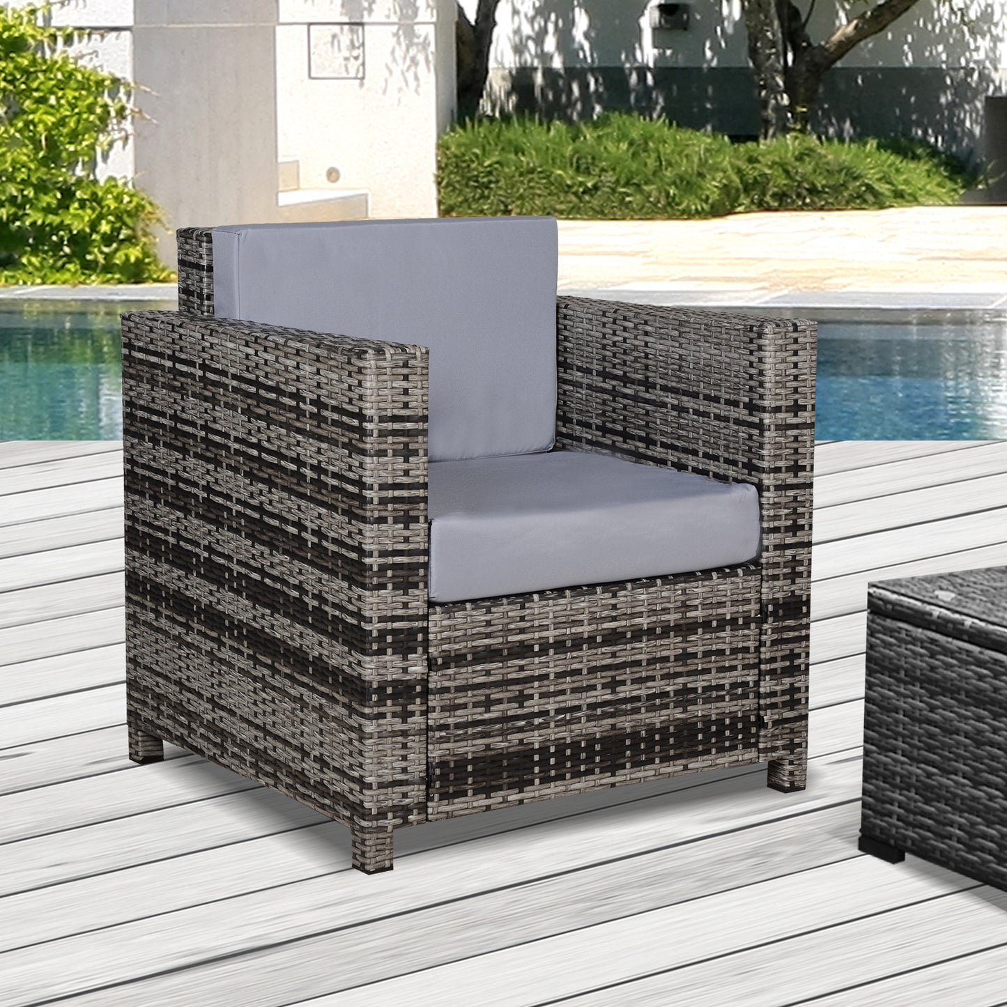 Roso Naba Rattan Grey Outdoor Armchair With Cushion