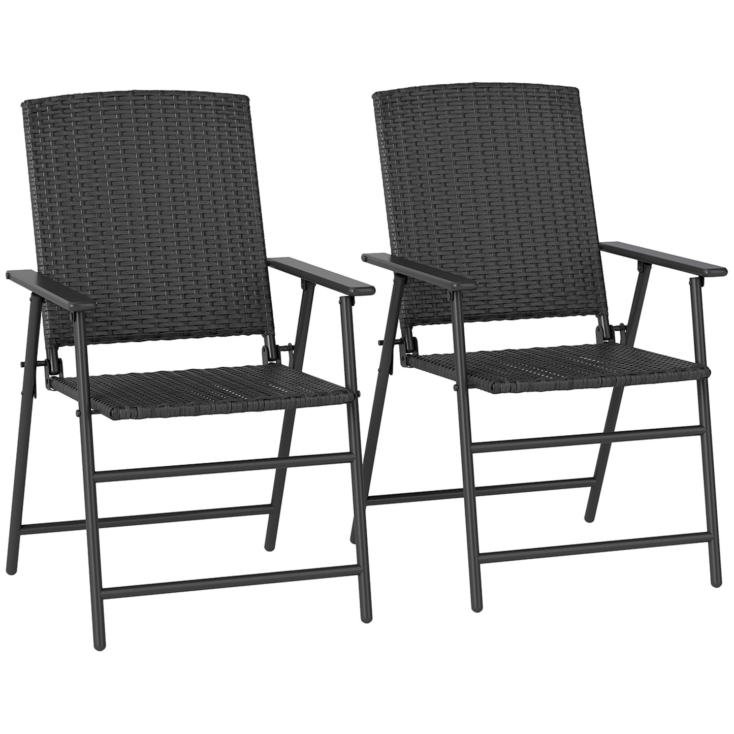 Luvaka Nene Rattan Black Folding Garden Chairs Set Of 2